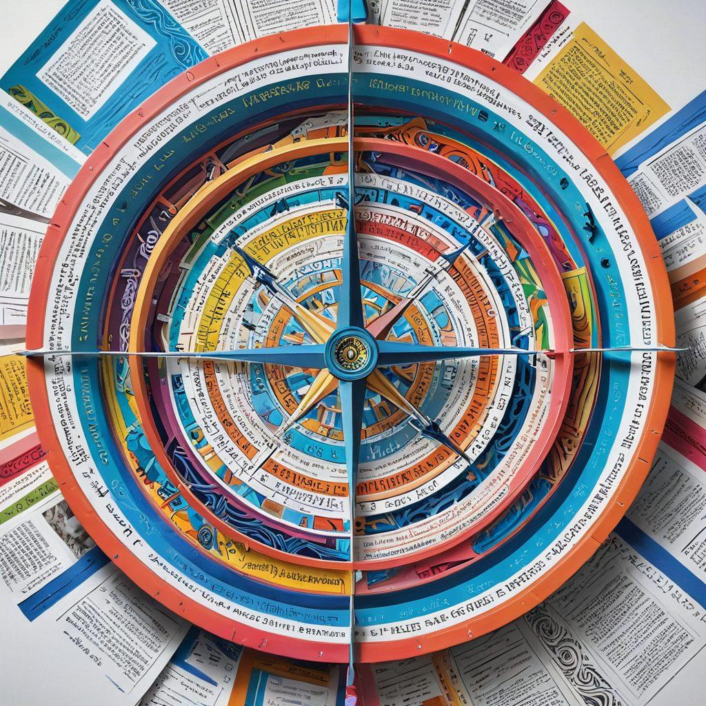 A surreal labyrinth made of colorful insurance policy documents, with a compass and magnifying glass prominently displayed in the foreground. Include diverse people exploring different paths, each holding quotes and plans, with arrows pointing to various coverage options. The maze should symbolize complexity but also have hints of clarity and guidance. vibrant colors. digital illustration.